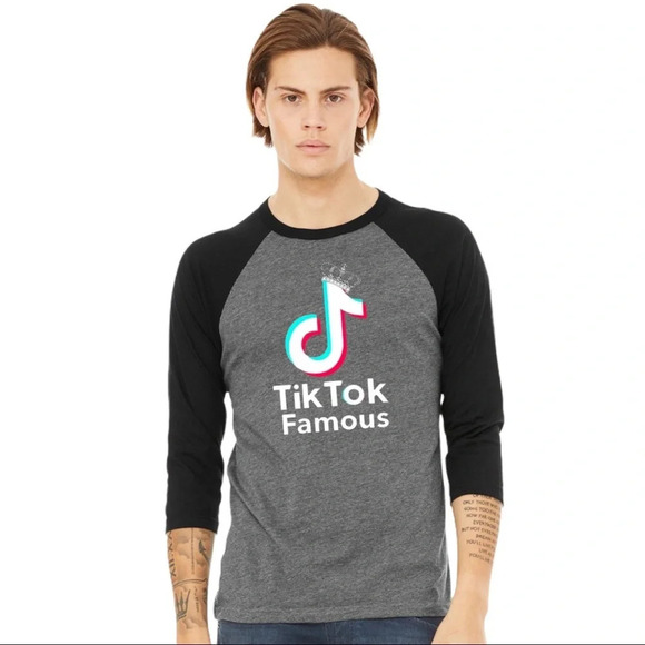 Bella Canvas Other - NEW 3200 Unisex 3/4 Sleeve “Tick Tok Famous” Social Media Baseball Style Shirt